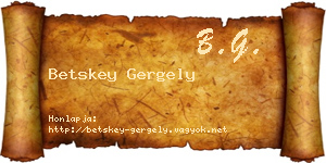 Betskey Gergely névjegykártya